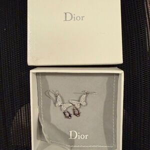 Christian Dior butterfly crystal silver earrings